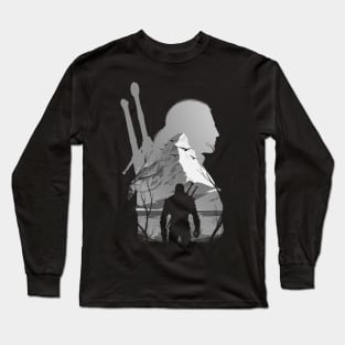 Geralt Mountain Set Silhouette Long Sleeve T-Shirt